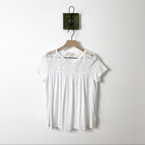 Anthropologie eri + Ali white crochet top